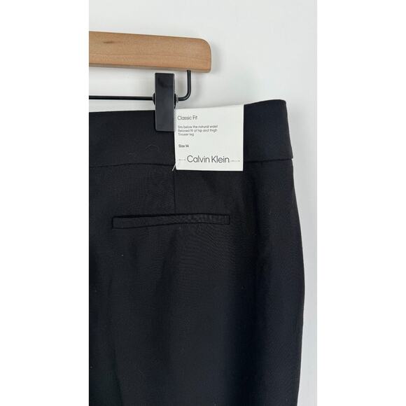 Calvin Klein Womens Black Trouser Dress Pants Classic Fit Flat Front Size 14 NWT - Picture 6 of 9